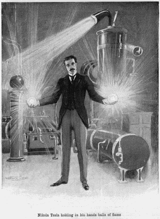 Nikola Tesla svítí ruce